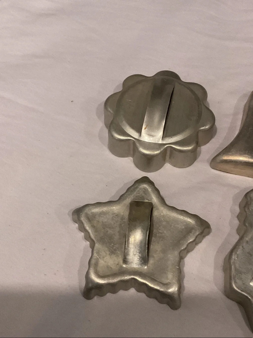 Vintage Aluminum Cookie Molds - Flower, Bell, Star & Angel Set